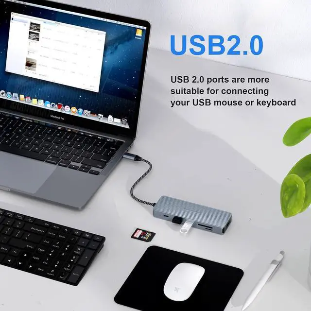 Alt view image 6 of 6 - TOTU USB C Hub, Type C Adapter, 10 in 1 MacBook Pro/Air USB C Hub Multiport Adapter with 4K HDMI, 100W PD, USB C 3.0, 2 USB 3.0, 2 USB 2.0, SD/TF Card Reader and 3.5mm Audio
