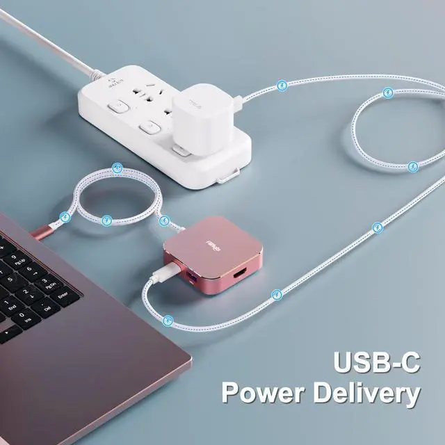 Alt view image 3 of 7 - USB C to HDMI Multiport Adapter, fairikabe USB C Hub to 4K HDMI Power Delivery 3USB3.0, 5 in 1 USB C HDMI Hub with Long Cable 1.5FT, for MacBook Air, MacBook Pro and Other USB-C DP Alt Mode Devices