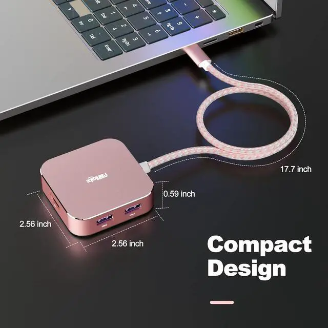 Alt view image 5 of 7 - USB C to HDMI Multiport Adapter, fairikabe USB C Hub to 4K HDMI Power Delivery 3USB3.0, 5 in 1 USB C HDMI Hub with Long Cable 1.5FT, for MacBook Air, MacBook Pro and Other USB-C DP Alt Mode Devices