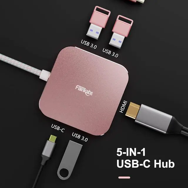 Alt view image 7 of 7 - USB C to HDMI Multiport Adapter, fairikabe USB C Hub to 4K HDMI Power Delivery 3USB3.0, 5 in 1 USB C HDMI Hub with Long Cable 1.5FT, for MacBook Air, MacBook Pro and Other USB-C DP Alt Mode Devices