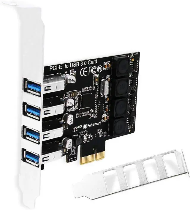 Main image of PCIE 4-Ports Superspeed 5Gbps USB 3.0 Expansion Card for Windows 11, 10, 8.x, 7, Vista, XP Desktop PCs, Built in FebSmart Self-Powered Technology, No Need Additional Power Supply (FS-U4L-Pro)
