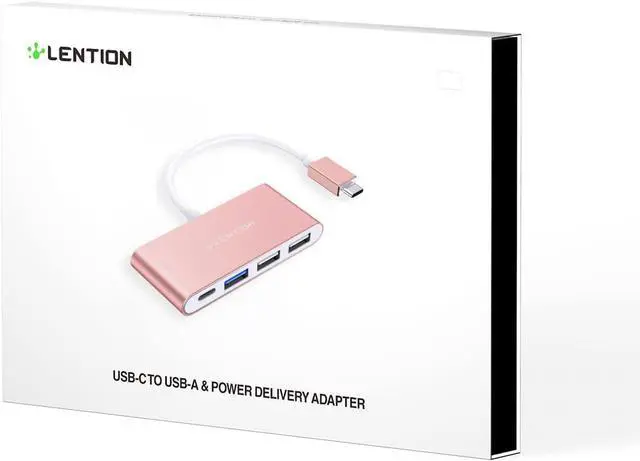 Alt view image 6 of 6 - LENTION 4-in-1 USB-C Hub with Type C, USB 3.0, USB 2.0 for 2024-2016 MacBook Pro (M1-M4), iPhone 16-15 New Mac Air/Surface, ChromeBook, More, Multiport Charging & Connecting Adapter (C13, Gold)