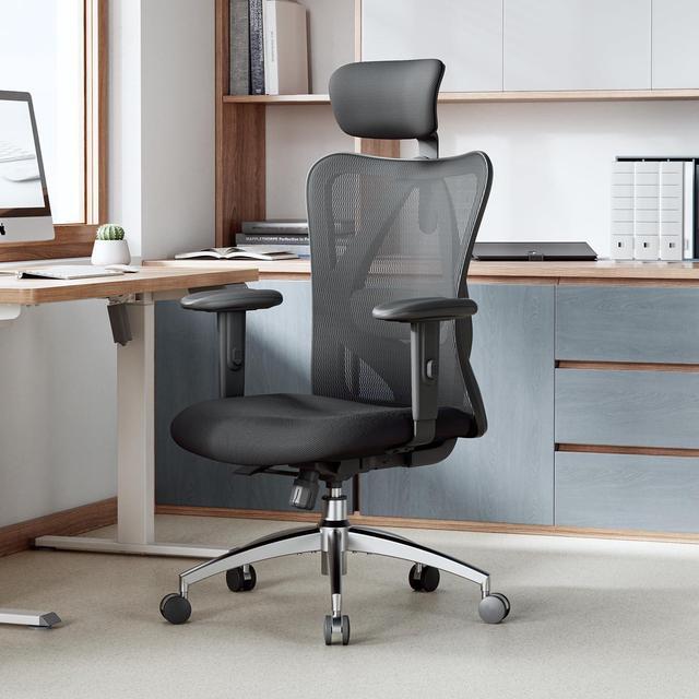 Alt view image 2 of 7 - SIHOO M18 Ergonomic Office Chair for Big and Tall People Adjustable Headrest with 2D Armrest Lumbar Support and PU Wheels Swivel Tilt Function Black