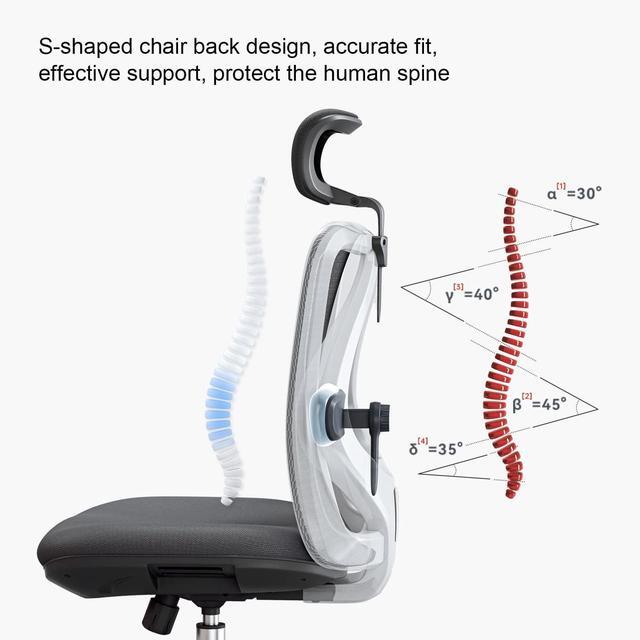 Alt view image 6 of 7 - SIHOO M18 Ergonomic Office Chair for Big and Tall People Adjustable Headrest with 2D Armrest Lumbar Support and PU Wheels Swivel Tilt Function Black