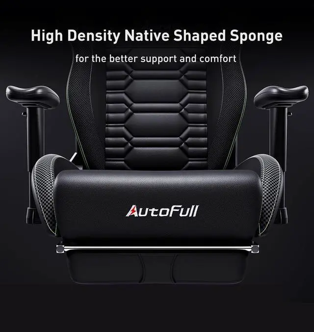 Alt view image 5 of 7 - AutoFull C3 Gaming Chair, Racing Style Gaming Chair with Ergonomic Lumbar Support,Adjustable High Back PU Leather PC Chair with Footrest,Black