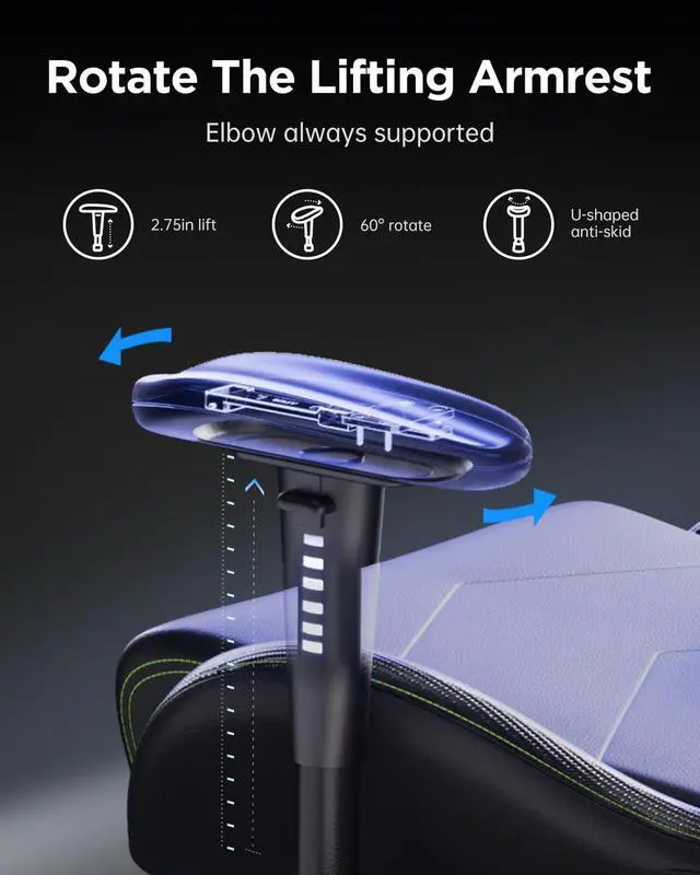 Alt view image 7 of 7 - AutoFull C3 Gaming Chair, Racing Style Gaming Chair with Ergonomic Lumbar Support,Adjustable High Back PU Leather PC Chair with Footrest,Black