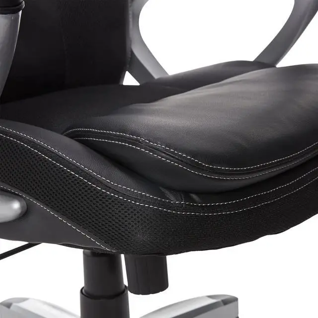Alt view image 7 of 7 - Serta Amplify Executive Office Padded Arms, Adjustable Ergonomic Gaming Desk Chair with Lumbar Support, Faux Leather and Mesh, Black