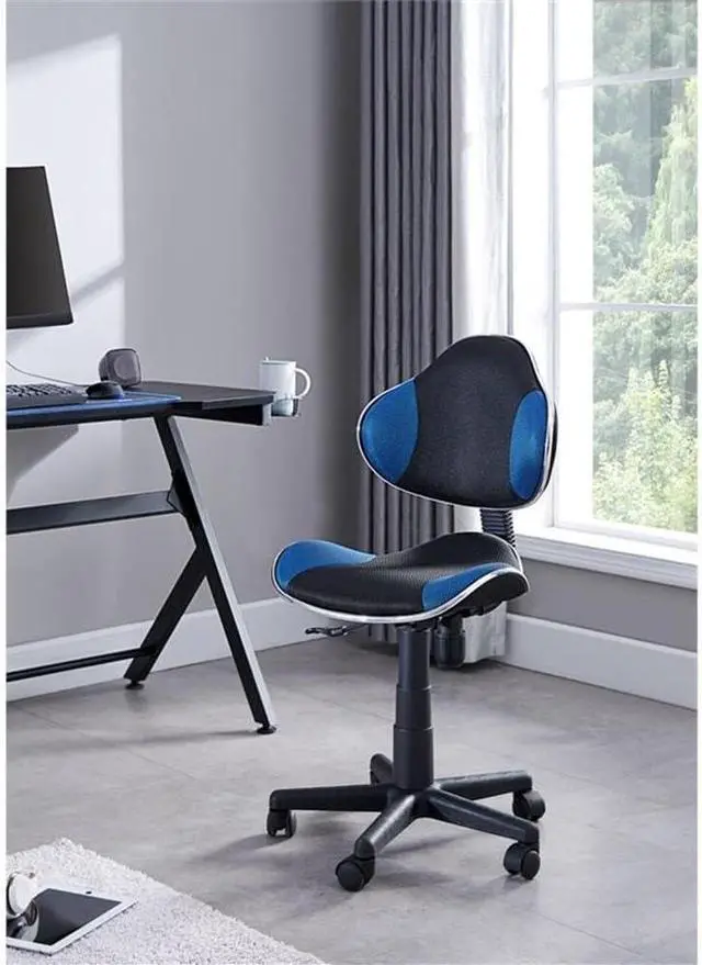Alt view image 2 of 4 - JJS Home Office Low Back Computer Executive Chair, Ergonomic Mesh Chair with Extra Large Base and Pads, Black/Blue