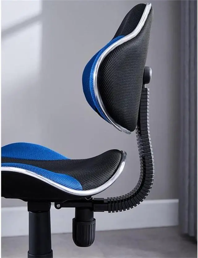 Alt view image 4 of 4 - JJS Home Office Low Back Computer Executive Chair, Ergonomic Mesh Chair with Extra Large Base and Pads, Black/Blue