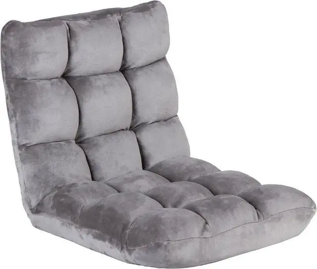 Main image of Adjustable Floor Gaming Chair Memory Foam Armless Sofa Seat with Comfy Back Support, Grey