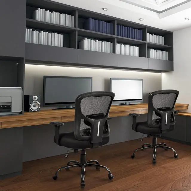 Alt view image 2 of 7 - Bigroof Home Office Chair Ergonomic Mesh Desk Chair 400lbs with Adjustable Lumbar Support Arms High Back Wide Seat Task Executive Rolling Swivel Chair for Women Men, Heavy People