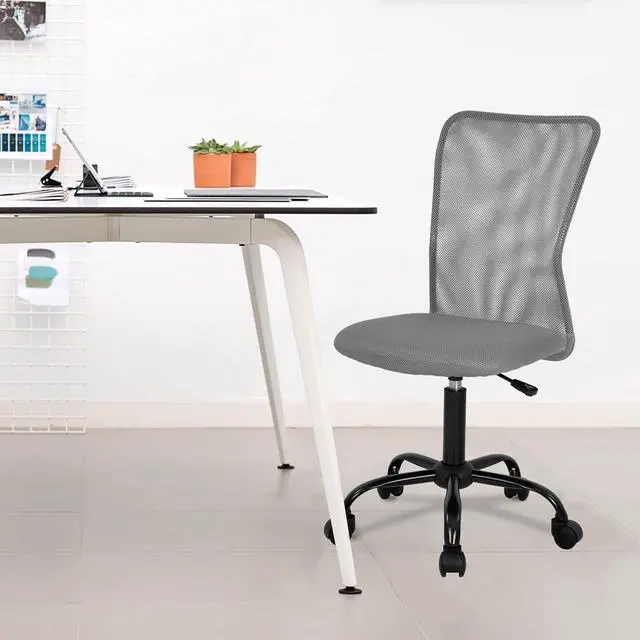 Alt view image 2 of 7 - Home Office Chair Mid Back Mesh Desk Chair Armless Computer Chair Ergonomic Task Rolling Swivel Chair Back Support Adjustable Modern Chair with Lumbar Support (Grey)