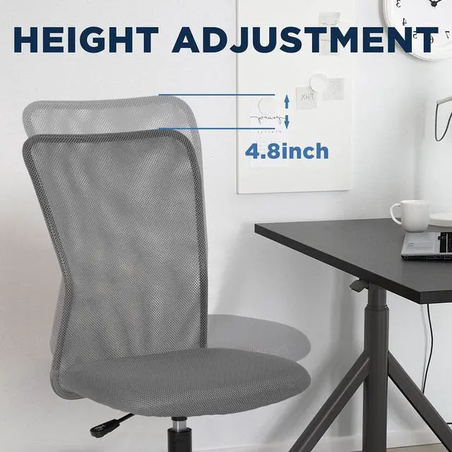 Alt view image 6 of 7 - Home Office Chair Mid Back Mesh Desk Chair Armless Computer Chair Ergonomic Task Rolling Swivel Chair Back Support Adjustable Modern Chair with Lumbar Support (Grey)