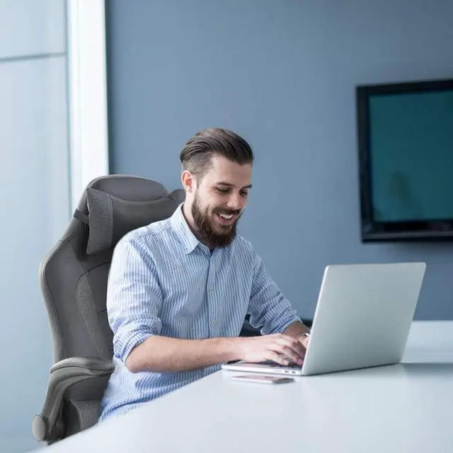 Alt view image 7 of 7 - BestOffice PC Gaming Chair Ergonomic Office Chair Desk Chair with Lumbar Support Flip Up Arms Headrest PU Leather Executive High Back Computer Chair for Adults Women Men (Grey)