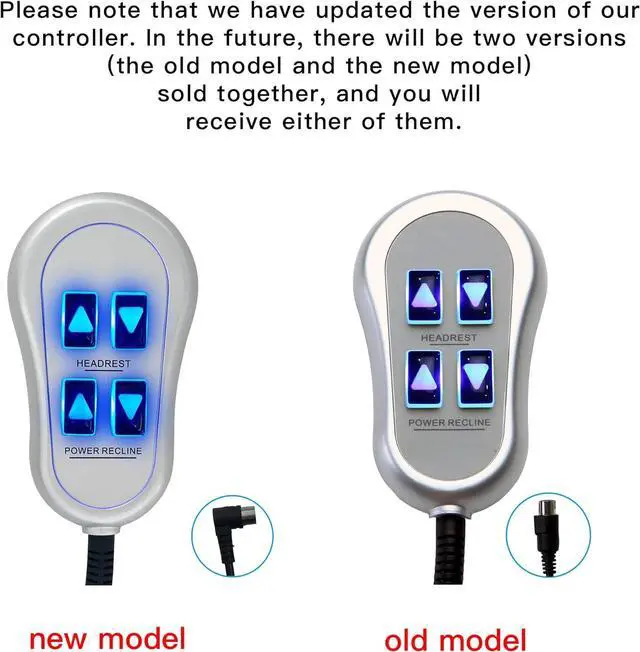 Alt view image 2 of 6 - Fruhdi Lift Chairs Power Recliners 4 Button 5 Pin Prong Remote Hand Control Handset Replacement with Backlight
