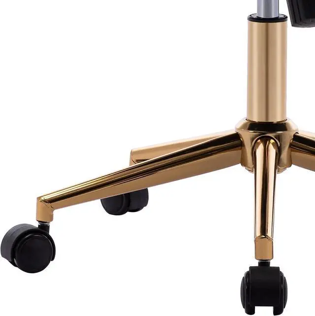 Alt view image 6 of 7 - DUHOME Modern Home Office Chair,PU Leather Task Cute White Desk Chair with Gold Base, Armless Rolling Vanity Chair with Wheels for Teens