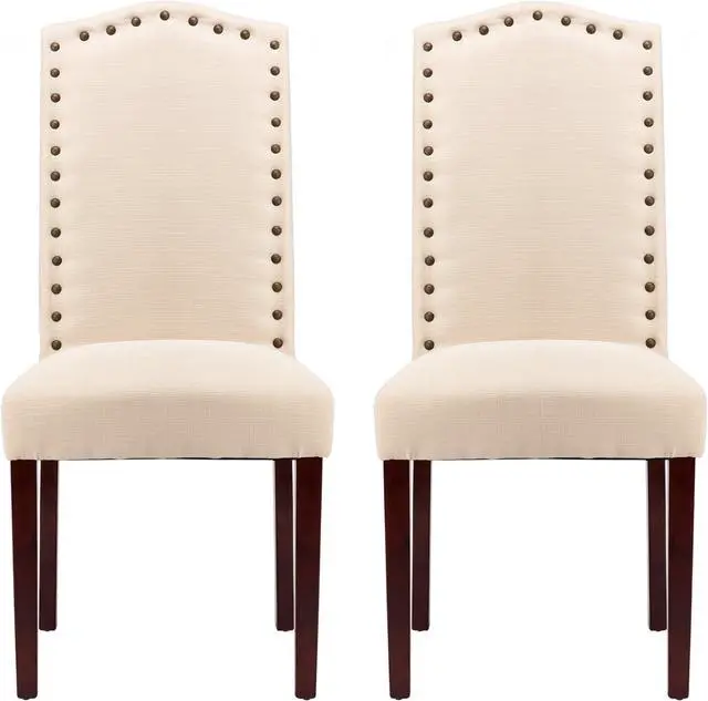 Alt view image 4 of 7 - NOBPEINT Dining Chair Upholstered Fabric Dining Chairs with Arched Backrest,Set of 2(Beige)