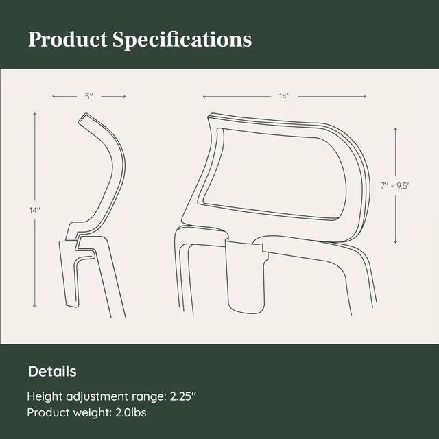 Alt view image 3 of 6 - Branch Adjustable Ergonomic Headrest Attachment - Only Compatible Ergonomic Chair - Experience Optimal Comfort and Support - All Black