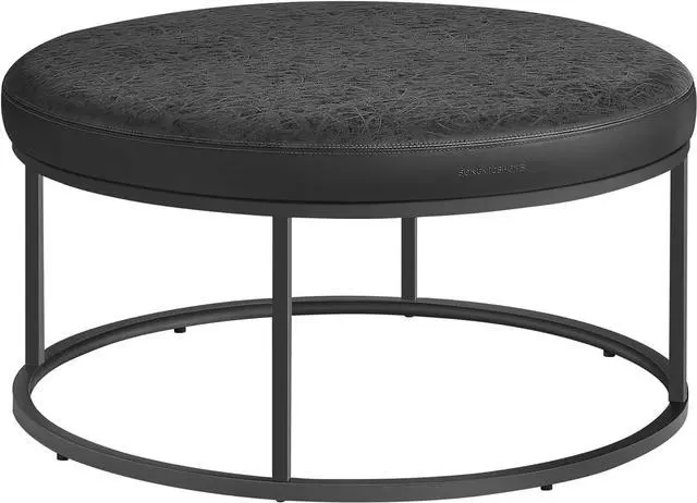 Main image of SONGMICS HOME LUIZ Collection - Ottoman, Round Coffee Table, Footstool, Reversible Top, Padded Seat, Side Table, Minimalist, Steel Frame, Max. Load 660 lb, for Living Room, Ink Black ULOM078B01