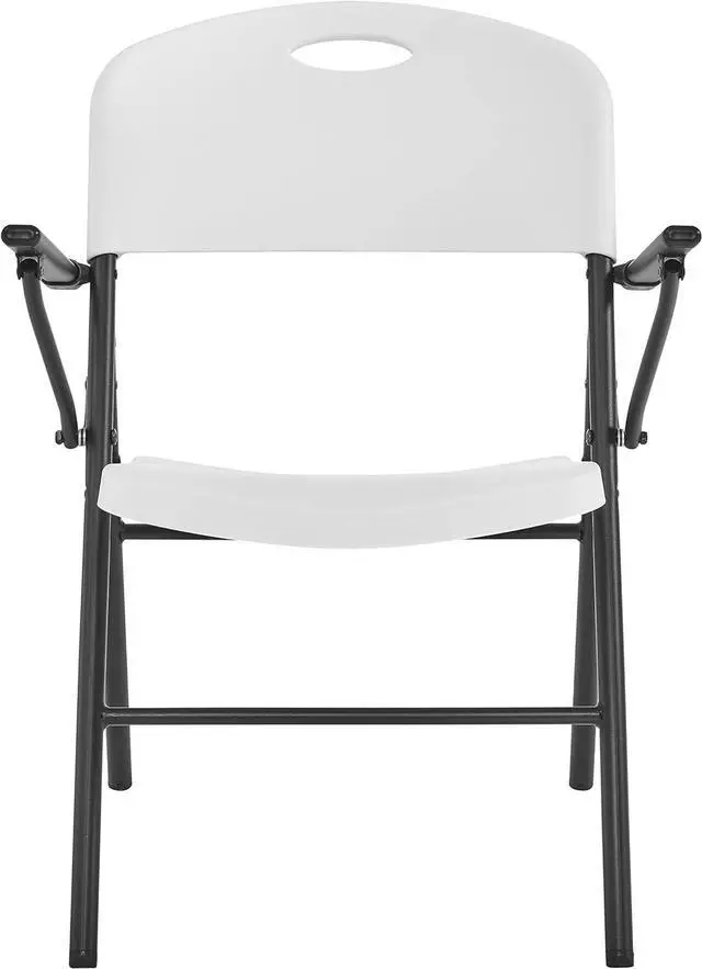 Alt view image 6 of 7 - Living and More Plastic Folding Chair with Armrest, Light Weight Folding Chair, 350 Pound Capacity, White, 4pc Pack