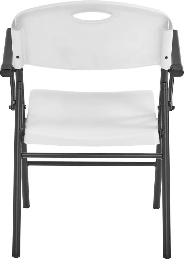Alt view image 7 of 7 - Living and More Plastic Folding Chair with Armrest, Light Weight Folding Chair, 350 Pound Capacity, White, 4pc Pack