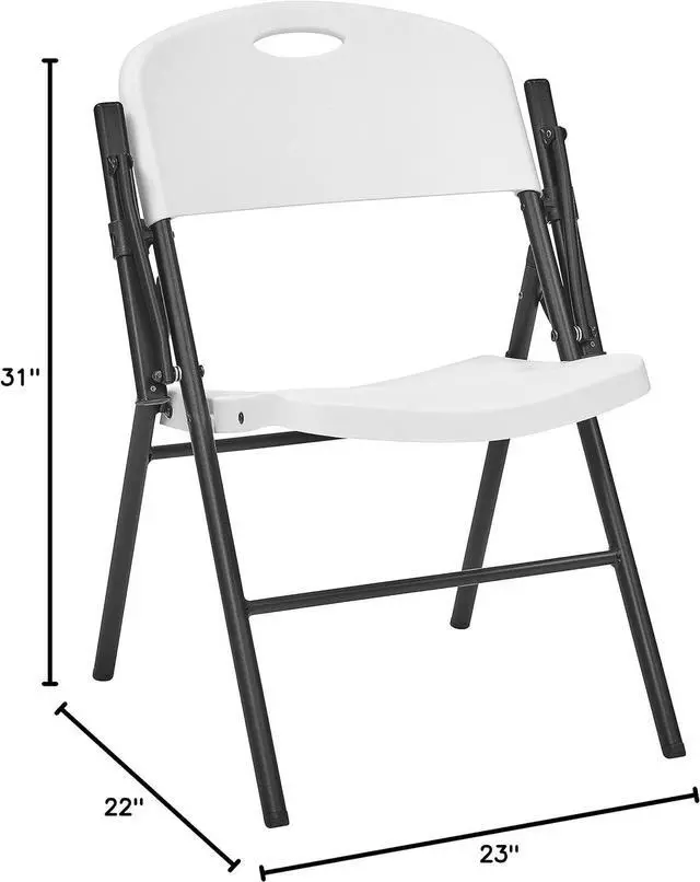 Alt view image 4 of 7 - Living and More Plastic Folding Chair with Armrest, Light Weight Folding Chair, 350 Pound Capacity, White, 4pc Pack