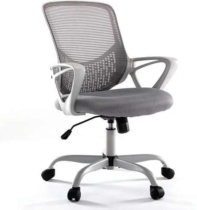 Main image of SMUG Home Office Chair Ergonomic Computer Desk Chair Mesh Mid-Back Height Adjustable Swivel Chair with Armrest, Grey