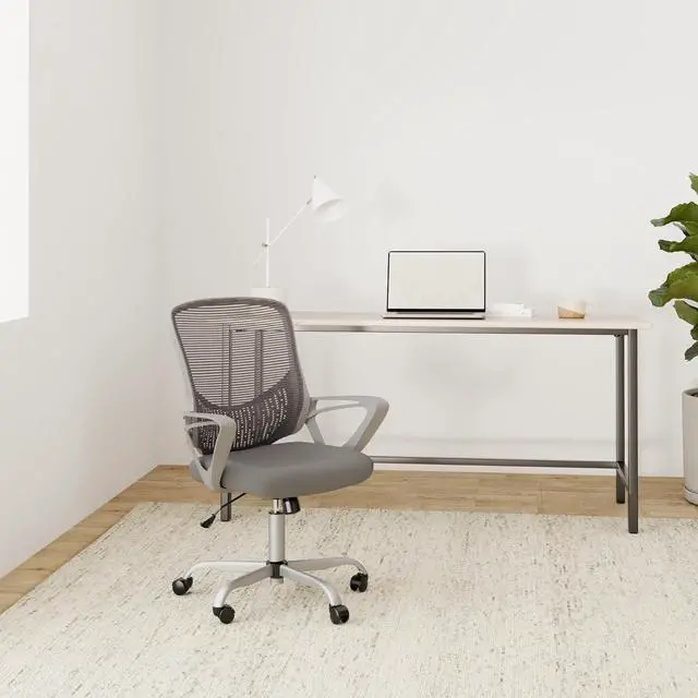 Alt view image 2 of 6 - SMUG Home Office Chair Ergonomic Computer Desk Chair Mesh Mid-Back Height Adjustable Swivel Chair with Armrest, Grey