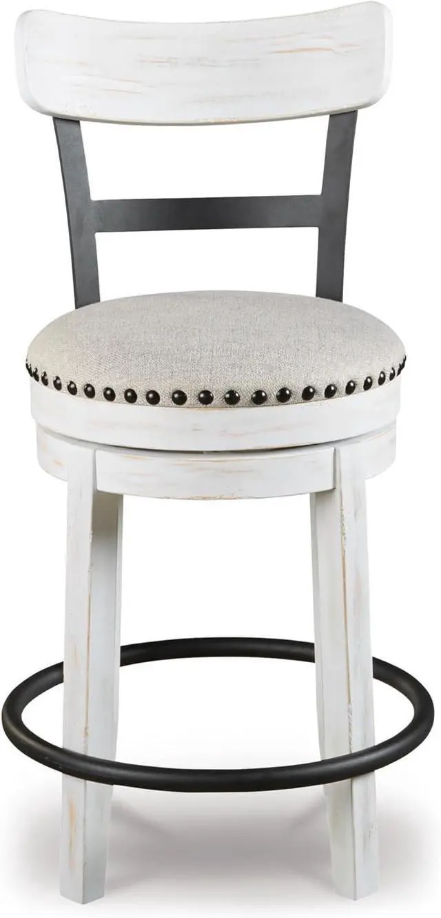 Alt view image 4 of 7 - Signature Design by Ashley Valebeck 24.5" Modern Swivel Counter Height Barstool, Whitewash