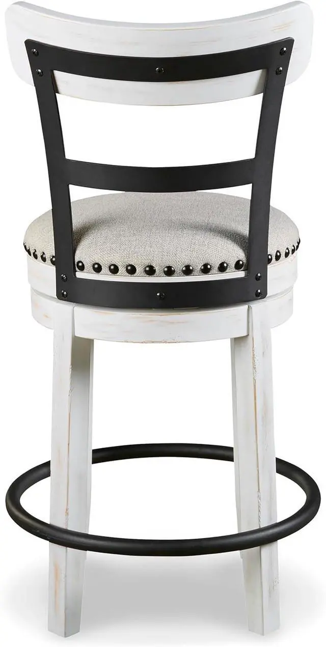 Alt view image 5 of 7 - Signature Design by Ashley Valebeck 24.5" Modern Swivel Counter Height Barstool, Whitewash