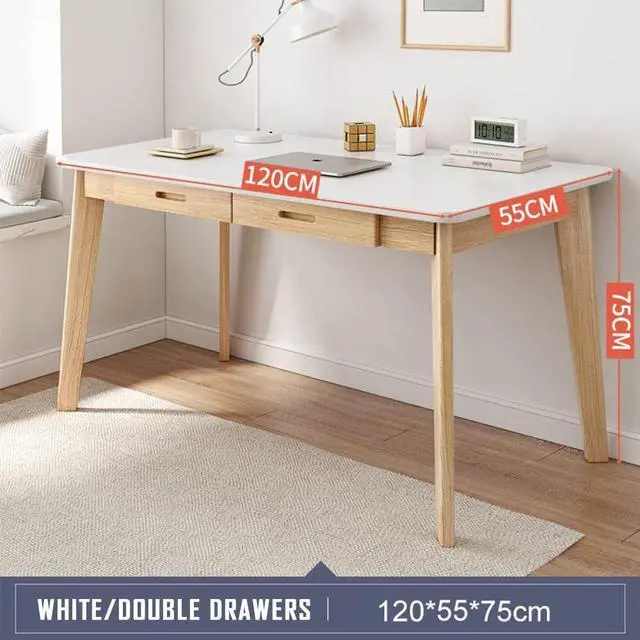 Alt view image 2 of 6 - IOTXY Solid Wood Writing Desk - Home Office Workbench Desk with Drawer, 47.24" Width Laptop Computer Work Study Table