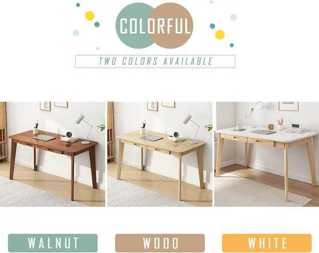 Alt view image 6 of 6 - IOTXY Solid Wood Writing Desk - Home Office Workbench Desk with Drawer, 47.24" Width Laptop Computer Work Study Table