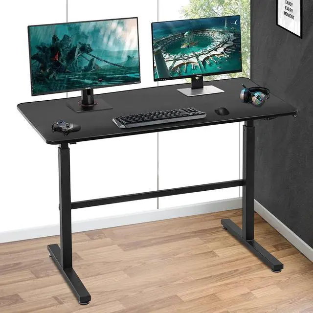 Main image of Adjustable Standing Desk, 47" Computer Desk Height Converter Large Desktop Stand Up Desk Fit Dual Monitor for Home Office,Black
