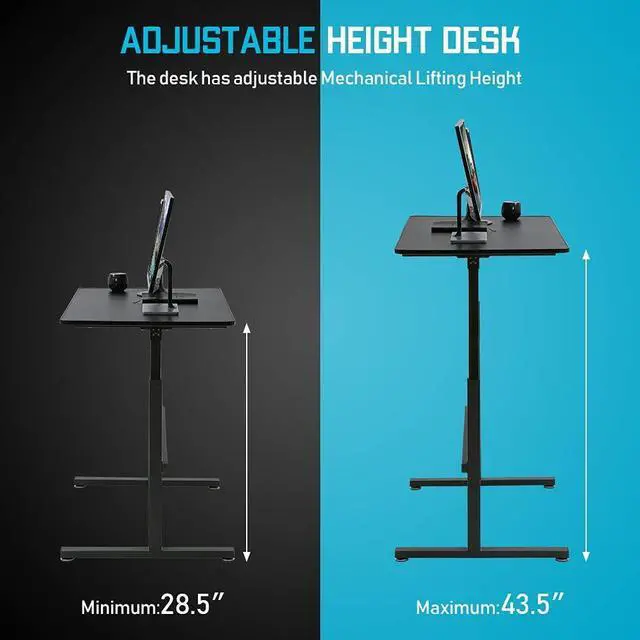 Alt view image 5 of 7 - Adjustable Standing Desk, 47" Computer Desk Height Converter Large Desktop Stand Up Desk Fit Dual Monitor for Home Office,Black