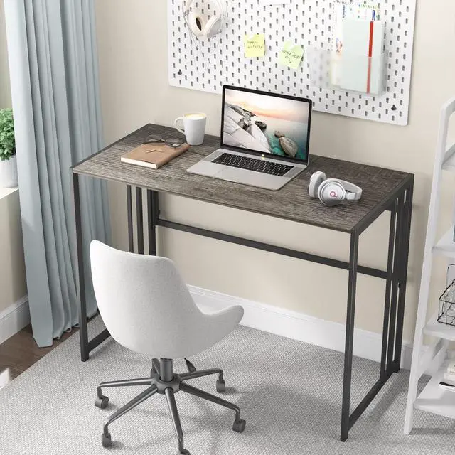 Main image of Gezen Folding Desk 40'' Computer Desk for Home Office, No Assembly Office Desk Foldable Simple Study Writing Desk Table for Small Spaces(Dark Grey)