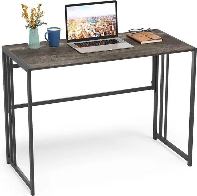 Alt view image 2 of 7 - Gezen Folding Desk 40'' Computer Desk for Home Office, No Assembly Office Desk Foldable Simple Study Writing Desk Table for Small Spaces(Dark Grey)