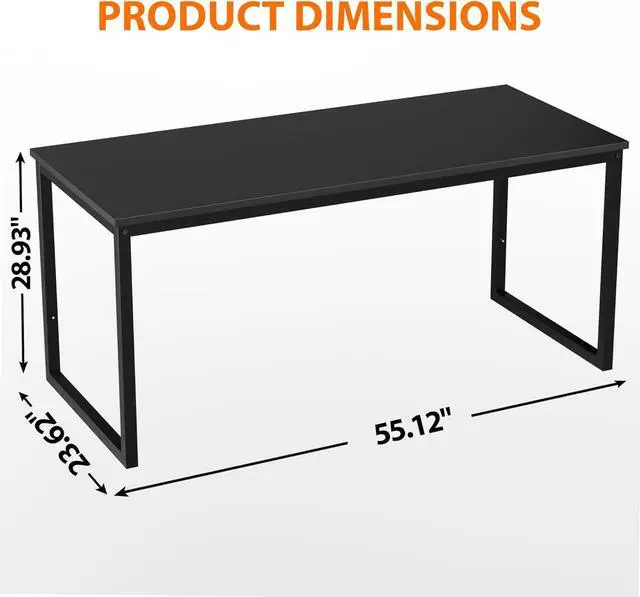 Alt view image 3 of 7 - ZenStyle Computer Desk 55" Large Office Desk Computer Table Laptop PC Simple Study Writing Desk for Home Office, Black