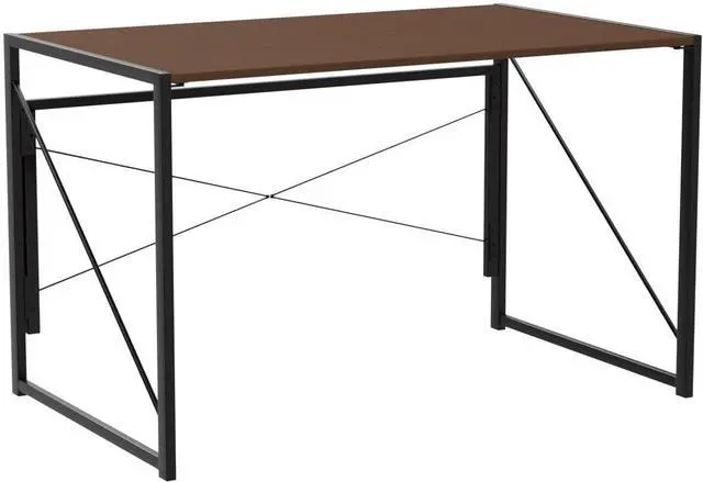 Alt view image 2 of 7 - SUPER DEAL 40 inch Folding Computer Writing Desk Wood and Metal Study Desk, PC Laptop Home Office Study Table, Espresso
