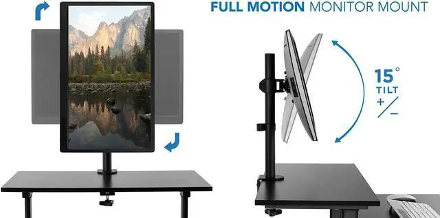 Alt view image 5 of 7 - Mount-It Mobile Stand Up Desk / Height Adjustable Computer Work Station Rolling Presentation Cart With Monitor Arm (MI-7942B), Black