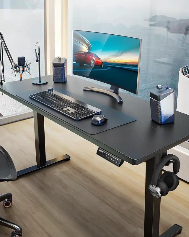 Alt view image 2 of 7 - ErGear Height Adjustable Electric Standing Desk, 48 x 24 Inches Sit Stand up Desk, Memory Computer Home Office Desk (Black)