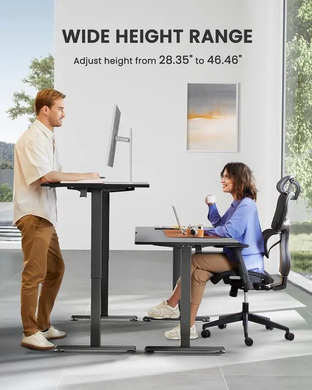 Alt view image 6 of 7 - ErGear Height Adjustable Electric Standing Desk, 48 x 24 Inches Sit Stand up Desk, Memory Computer Home Office Desk (Black)
