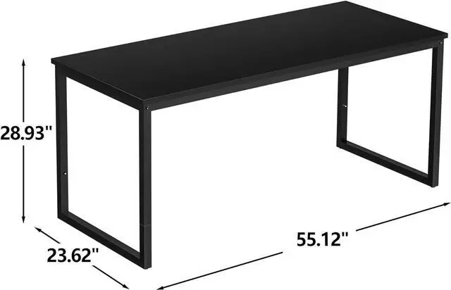 Alt view image 3 of 7 - SUPER DEAL Computer Desk 55 Inch Modern Sturdy Office Desk PC Laptop Notebook Simple Writing Table for Home Office Workstation, Black
