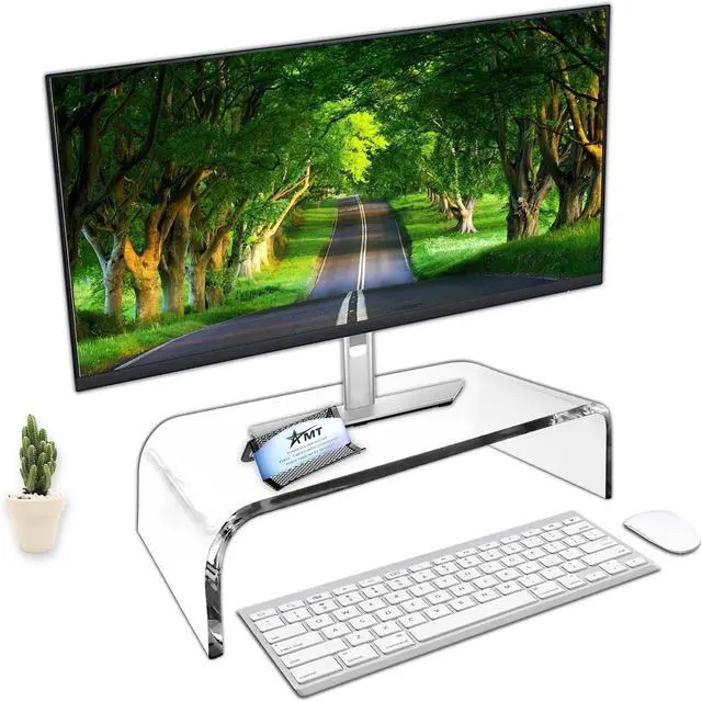 Alt view image 3 of 6 - AMT Premium Acrylic Clear Monitor Riser Laptop/PC/Multimedia Monitor Stand for Home Office (Medium)