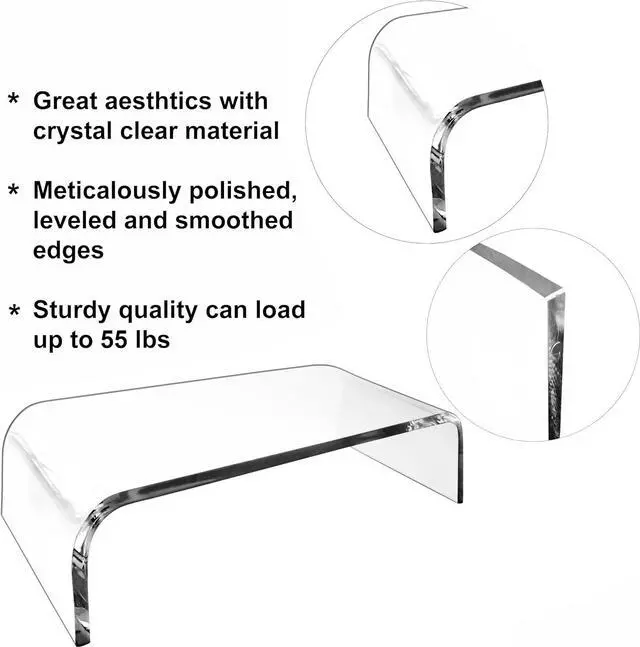 Alt view image 4 of 6 - AMT Premium Acrylic Clear Monitor Riser Laptop/PC/Multimedia Monitor Stand for Home Office (Medium)
