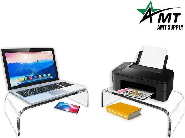 Alt view image 6 of 6 - AMT Premium Acrylic Clear Monitor Riser Laptop/PC/Multimedia Monitor Stand for Home Office (Medium)