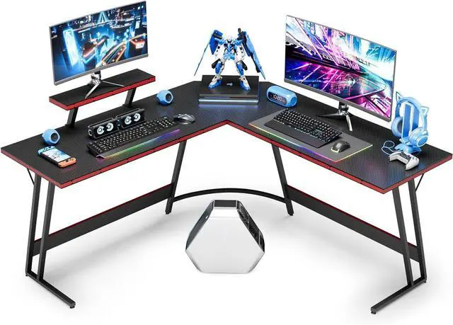 Main image of JUMMICO L Shaped Gaming Desk, 51 Inch Pc Corner Table, Computer Corner Desk with Monitor Stand for Home Office Sturdy Writing Workstation (Large, Black)