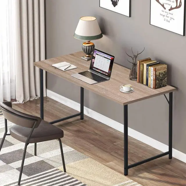 Alt view image 2 of 7 - 39 inch Computer Desk Home Office Desk Writing Study Table Modern Simple Style PC Desk with Metal Frame Gaming Desk Workstation for Small SpaceNature