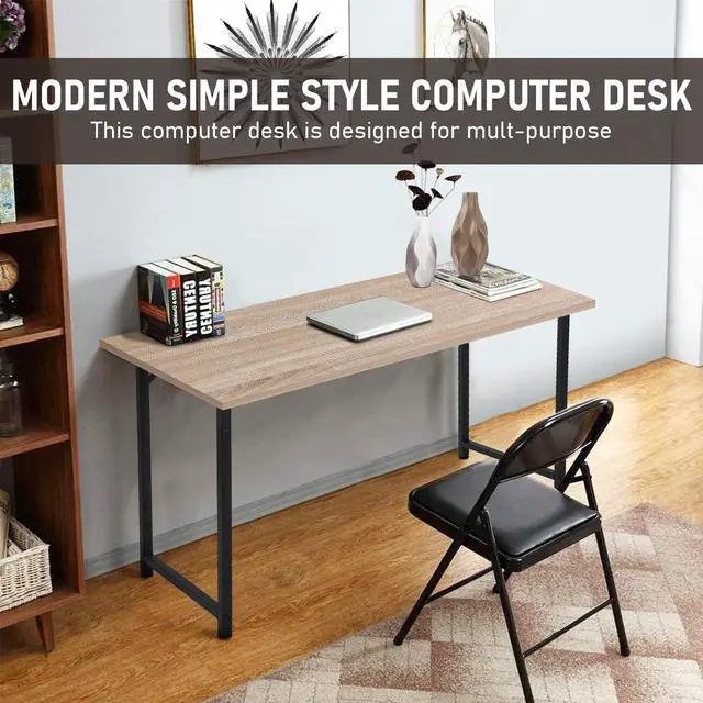 Alt view image 4 of 7 - 39 inch Computer Desk Home Office Desk Writing Study Table Modern Simple Style PC Desk with Metal Frame Gaming Desk Workstation for Small SpaceNature