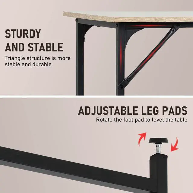 Alt view image 7 of 7 - 39 inch Computer Desk Home Office Desk Writing Study Table Modern Simple Style PC Desk with Metal Frame Gaming Desk Workstation for Small SpaceNature