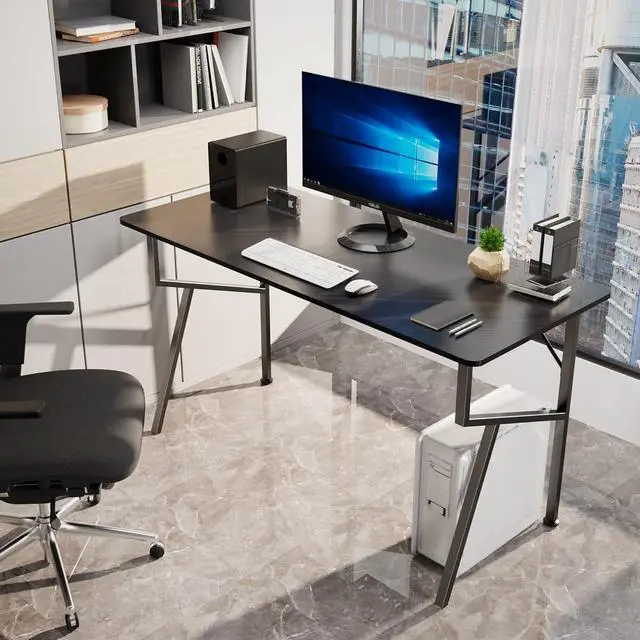 Alt view image 4 of 7 - EE EUREKA ERGONOMIC Gaming Desk 55", K Shaped Large Gaming Computer Desk Home Office PC Gamer Desk Table with Mouse Pad Headphone Hook Cup Holder, Black